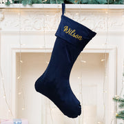 Personalised Christmas Stocking, Blue Velvet
