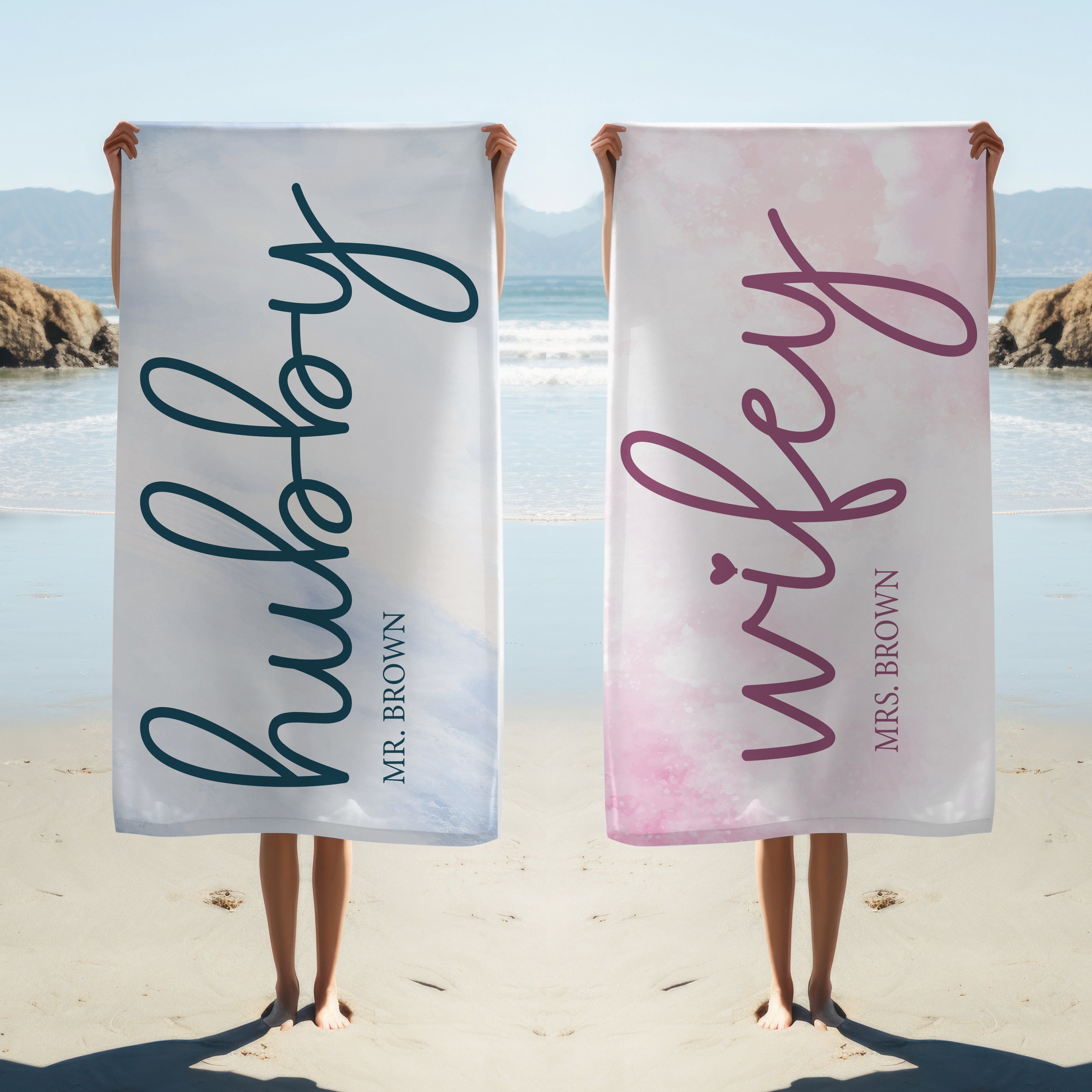 Personalised Valentine's Towel - Hubby Wifey
