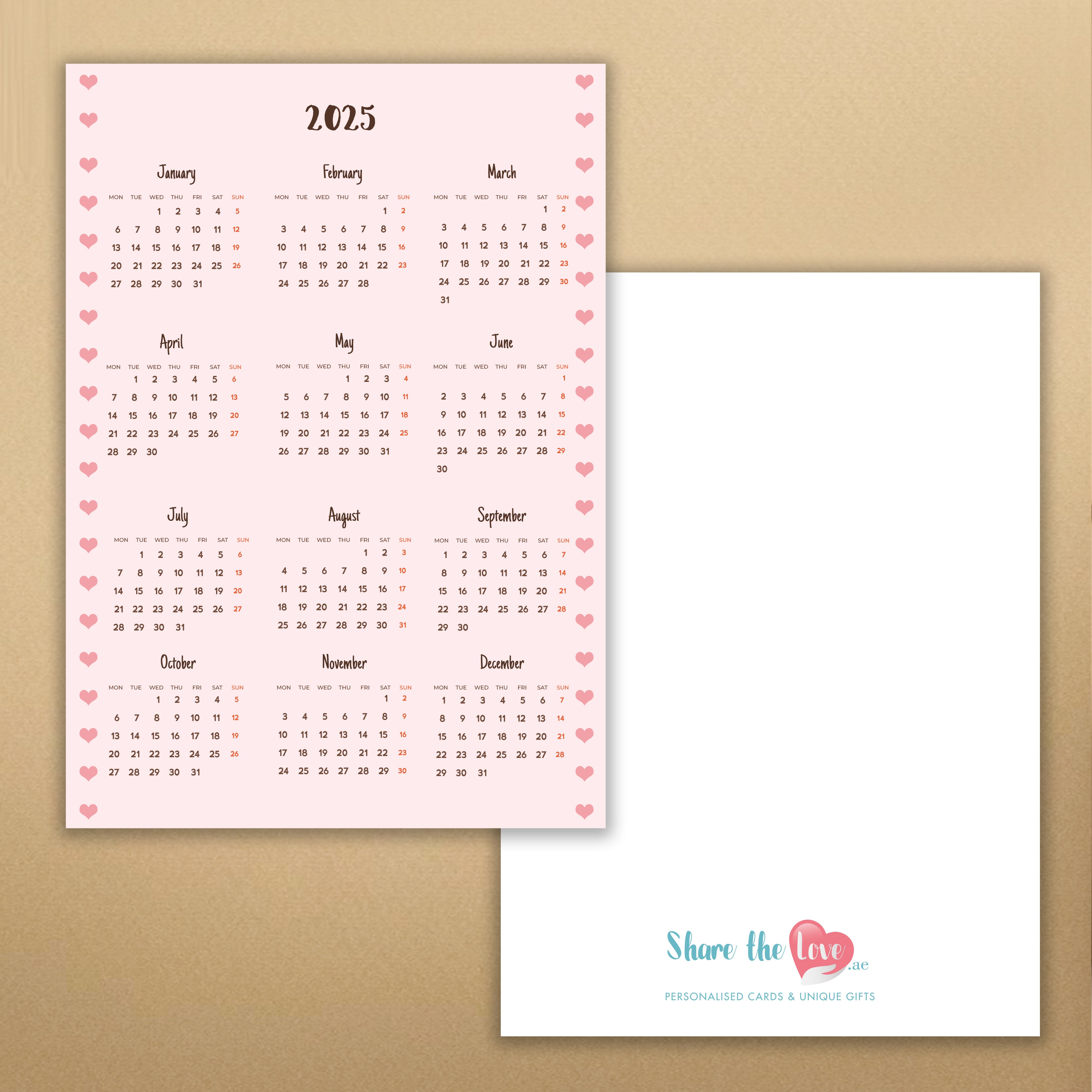 Personalised Wall Calendar 04 (A4 or A3)