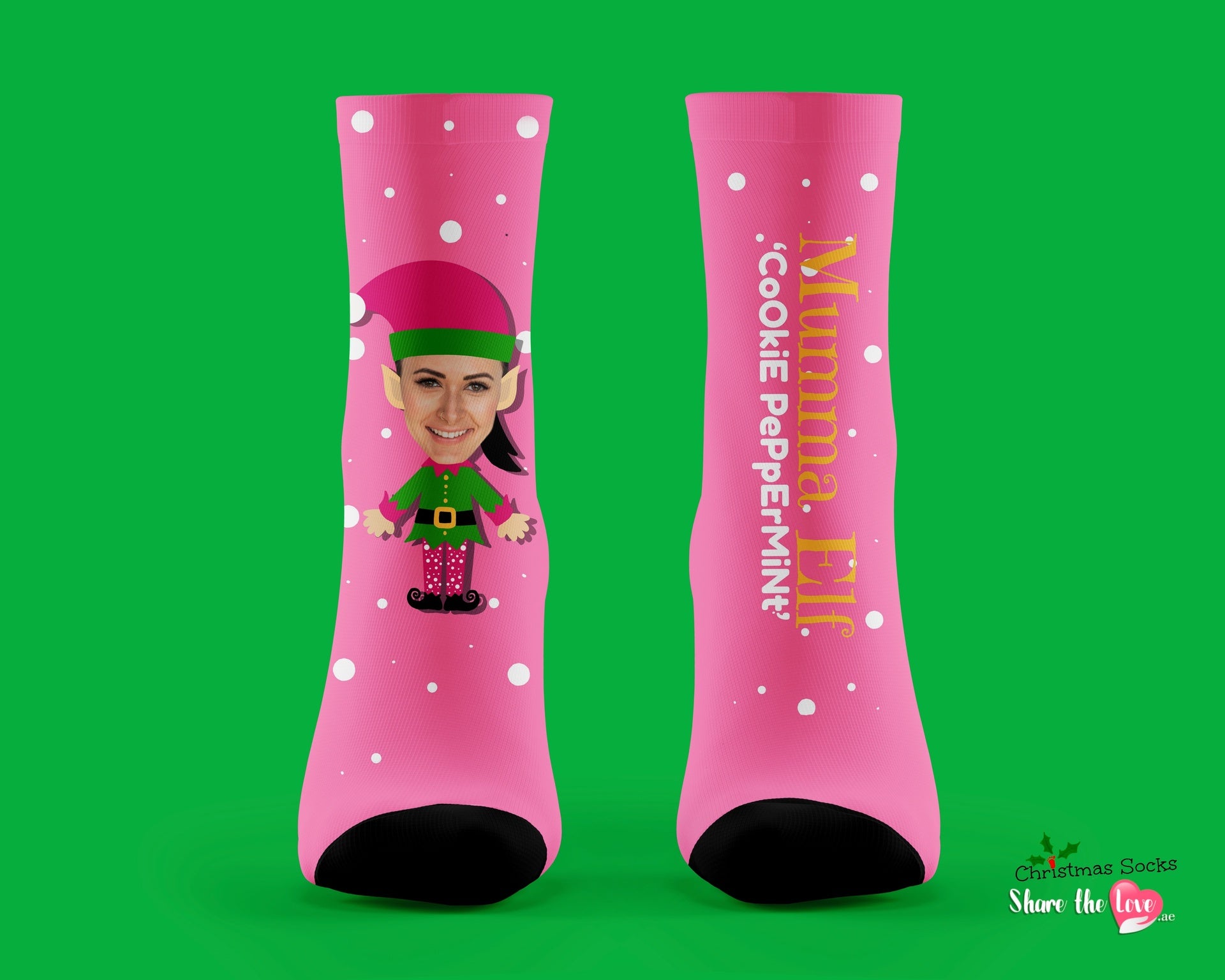 christmas-pink-elf-personalised-socks