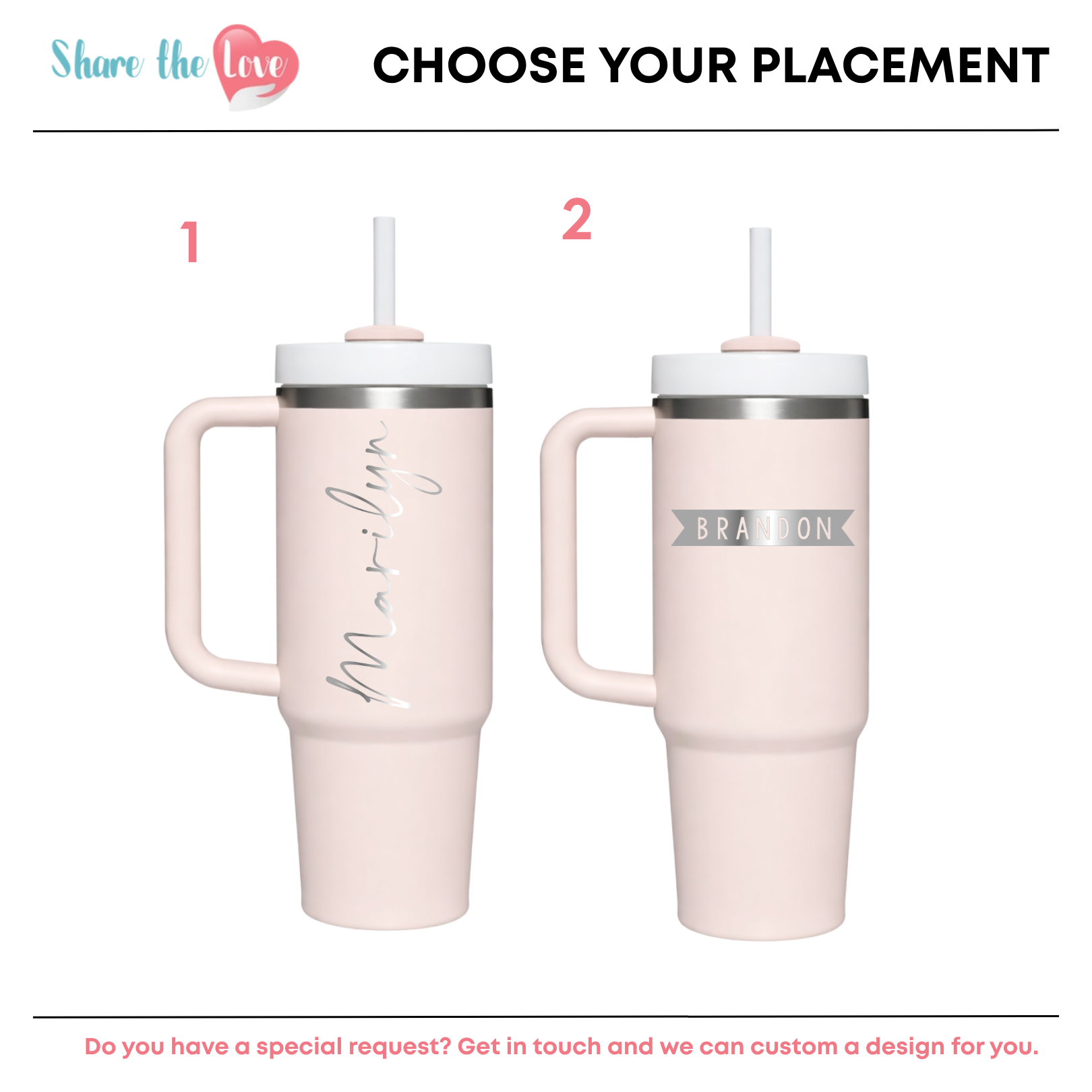 Personalised Stanley Quencher H2.0 Flowstate 0.89L - Rose Quartz 2.0