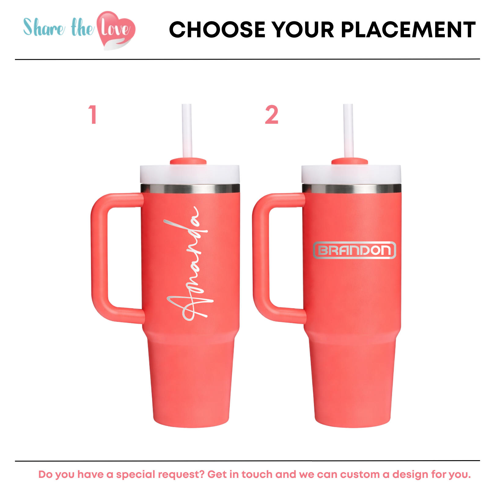 Personalised Stanley Quencher H2.0 Flowstate 0.89L - Hot Coral
