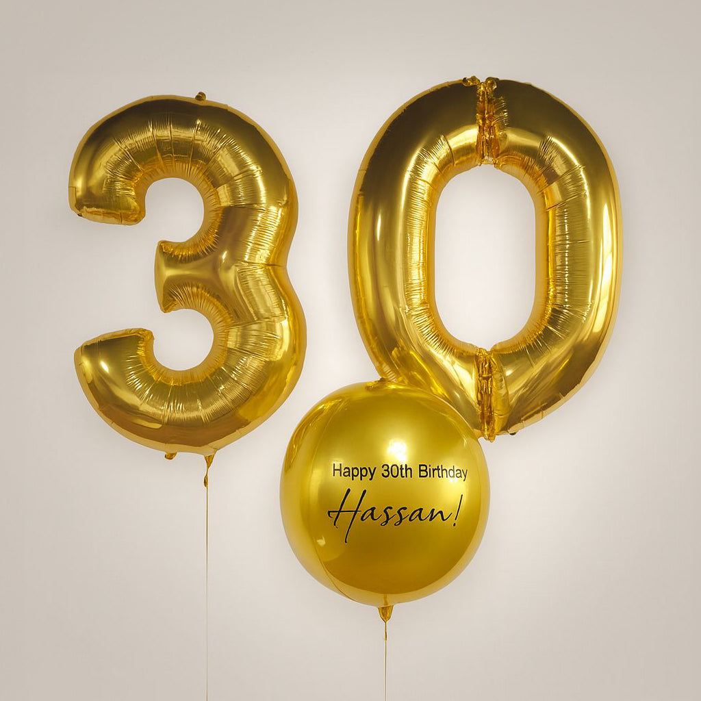 Orbs And Number Balloon Combo - Personalised Balloon
