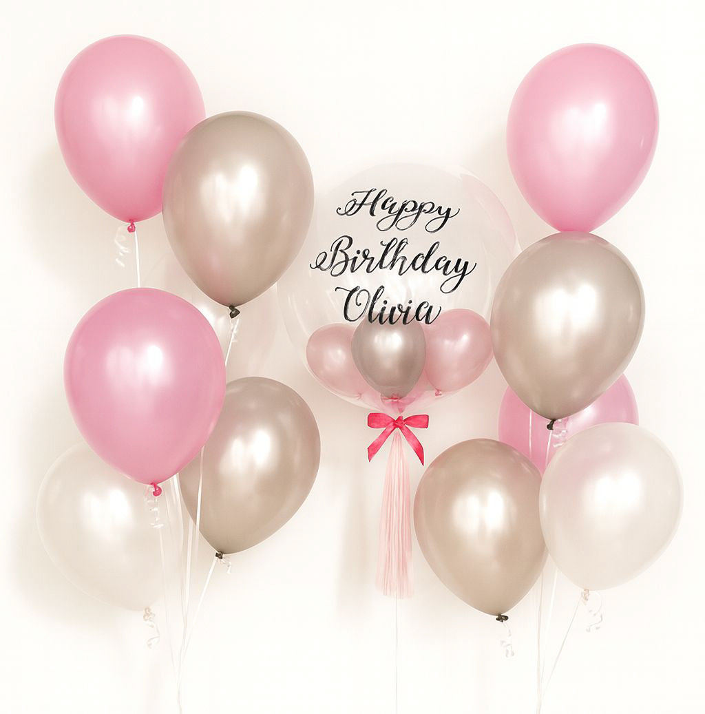 Deluxe Pink - Personalised Balloon Bouquet