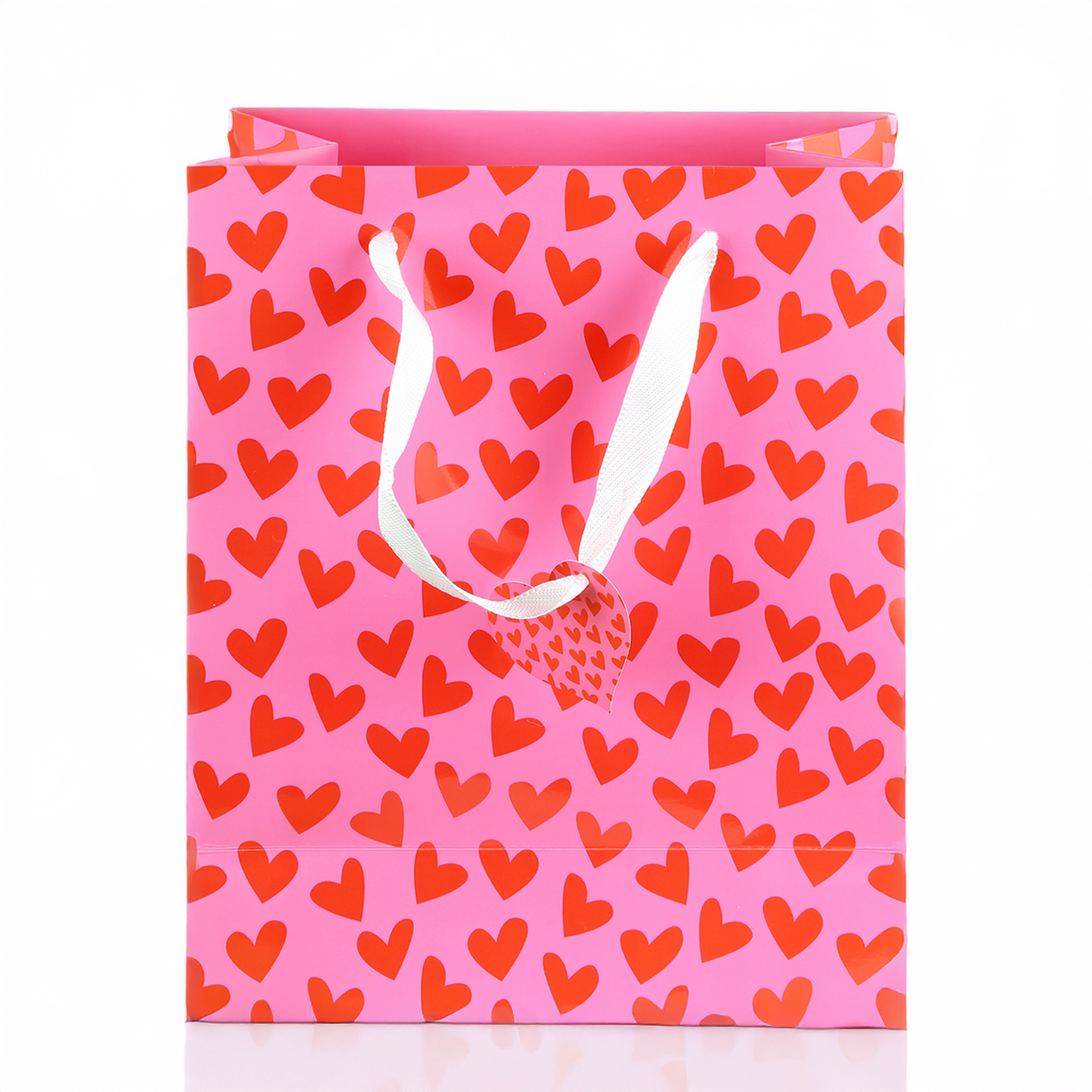 Pink All Over Hearts Gift Bag, Large