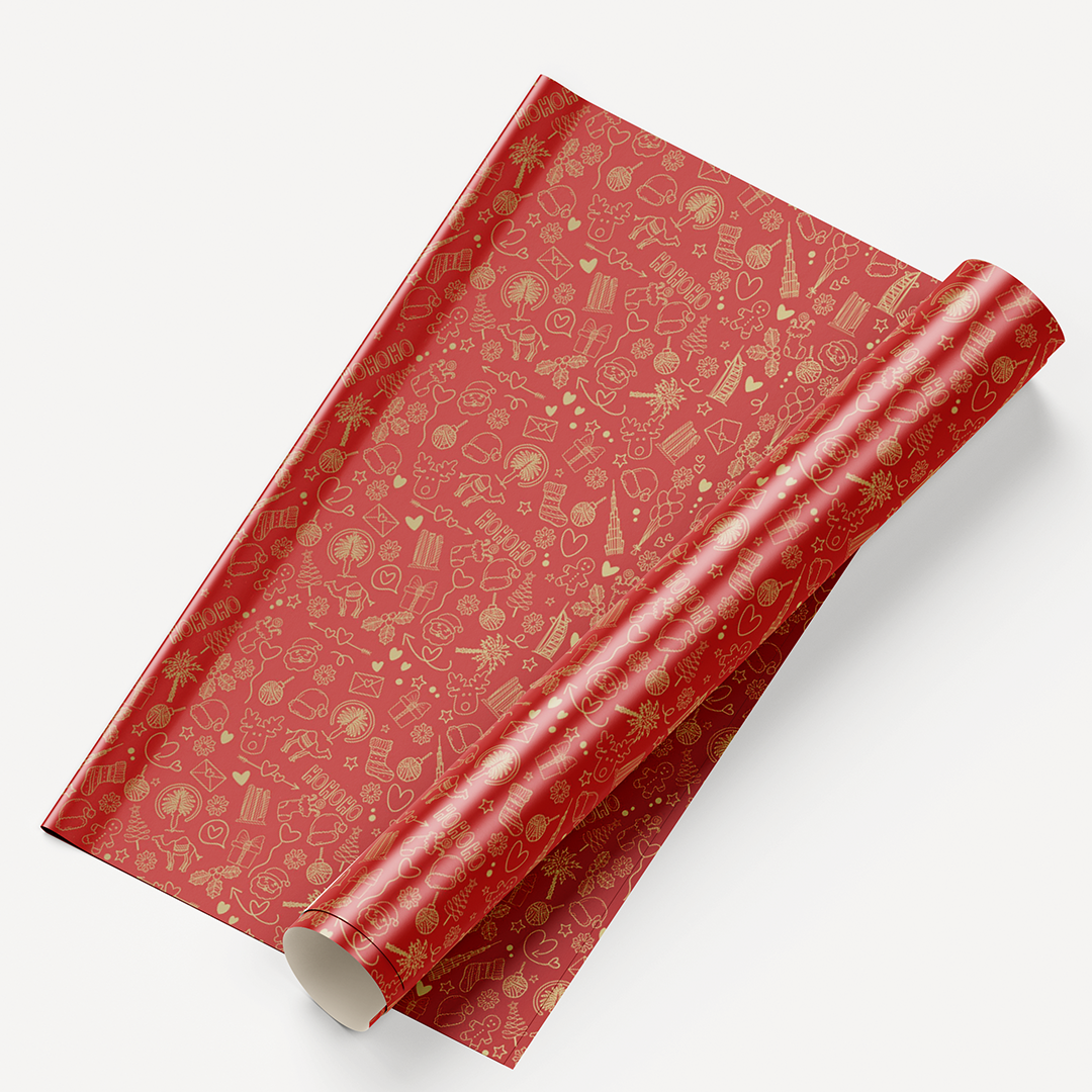 Christmas UAE Theme Wrapping - Red