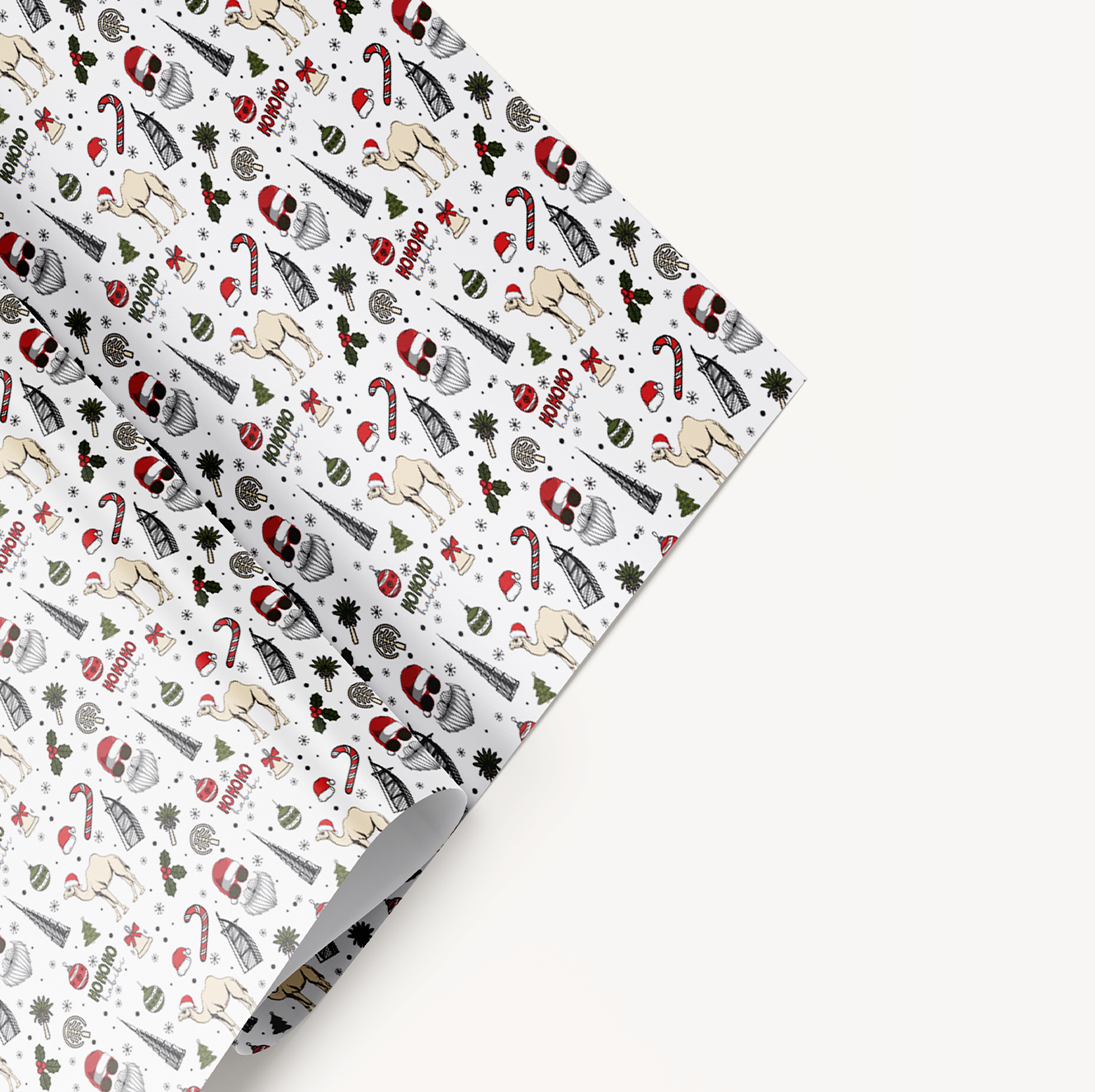 Christmas UAE Theme - Santa Wrapping - White