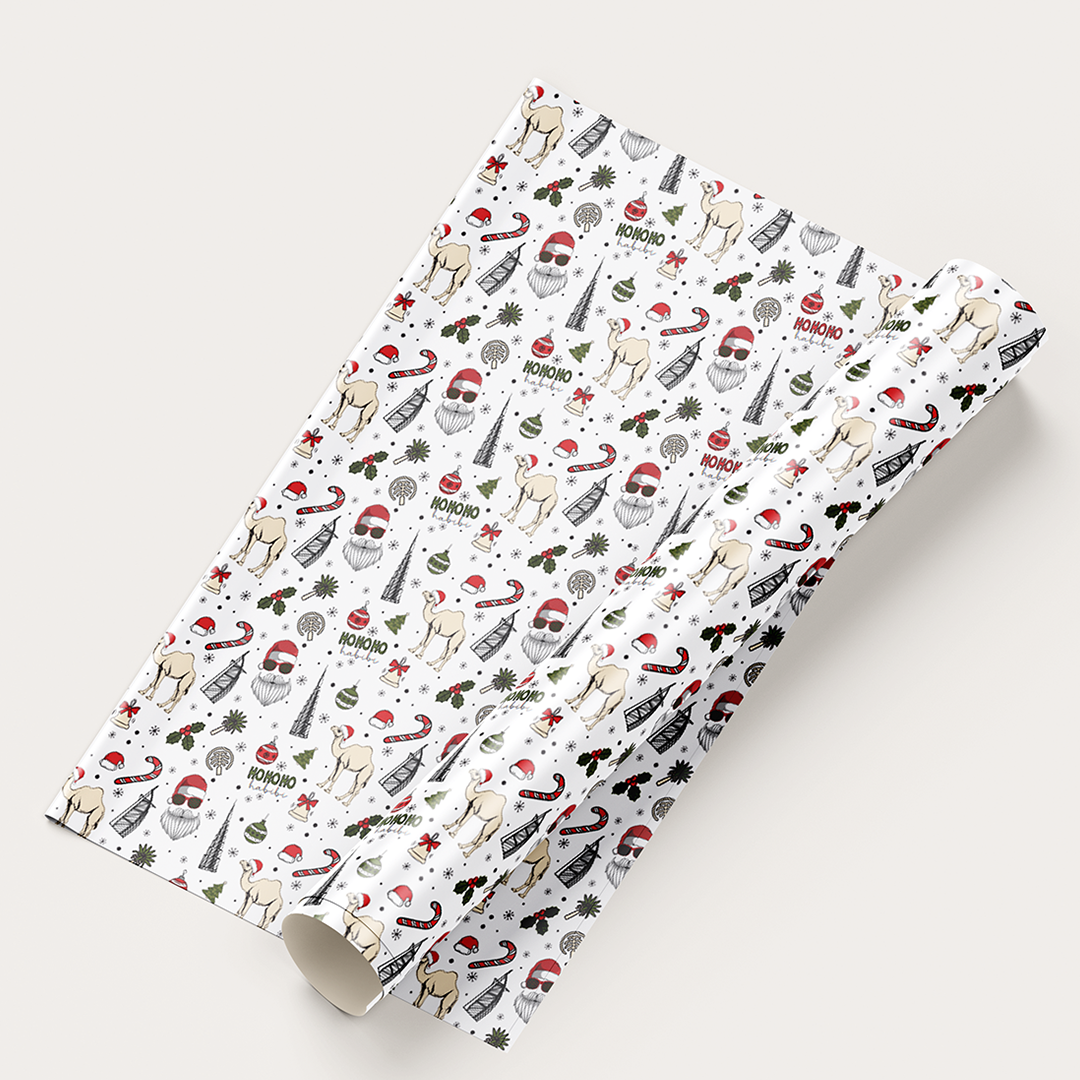 Christmas UAE Theme - Santa Wrapping - White