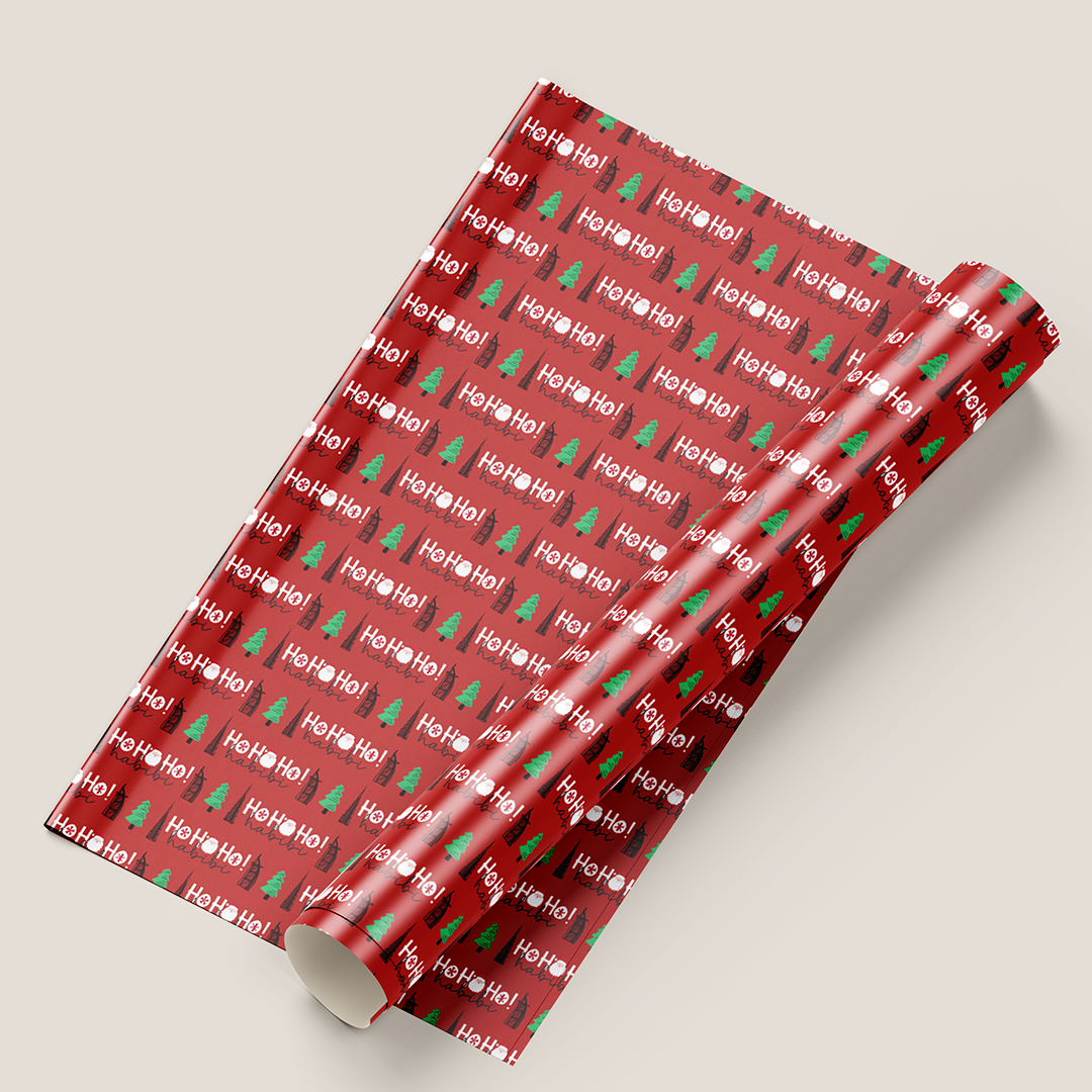 Ho Ho Ho Habibi - Christmas UAE Theme Wrapping - Red