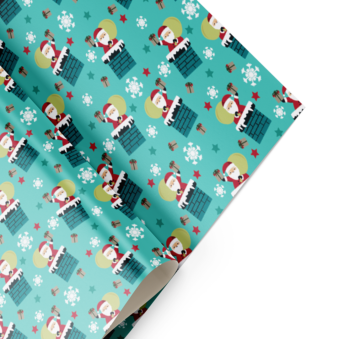 Santa In The Chimney Christmas Wrapping