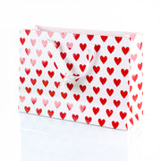 White & Red Heart Print Gift Bag, Extra Large