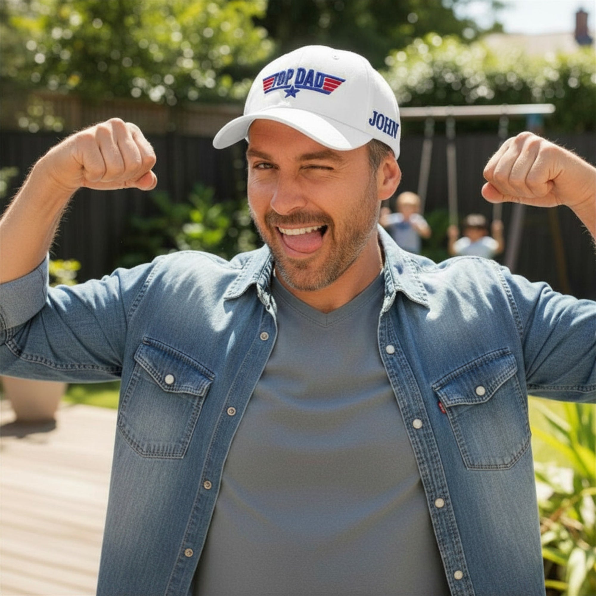 Personalised Top Dad Cap - White
