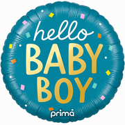 Hello Baby Boy Round Party Balloon