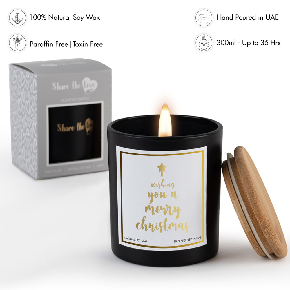 Wishing you a Merry Christmas Candle - Black  - 300 ml