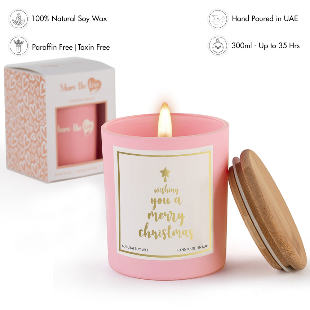 Wishing you a Merry Christmas Candle - Pink - 300 ml