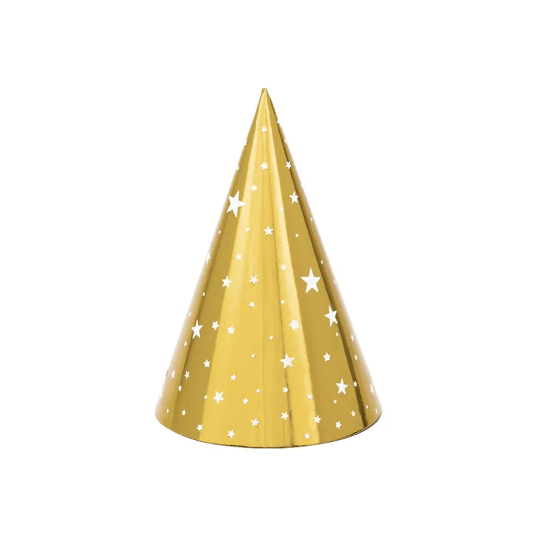 Party hats Stars, gold, 16cm