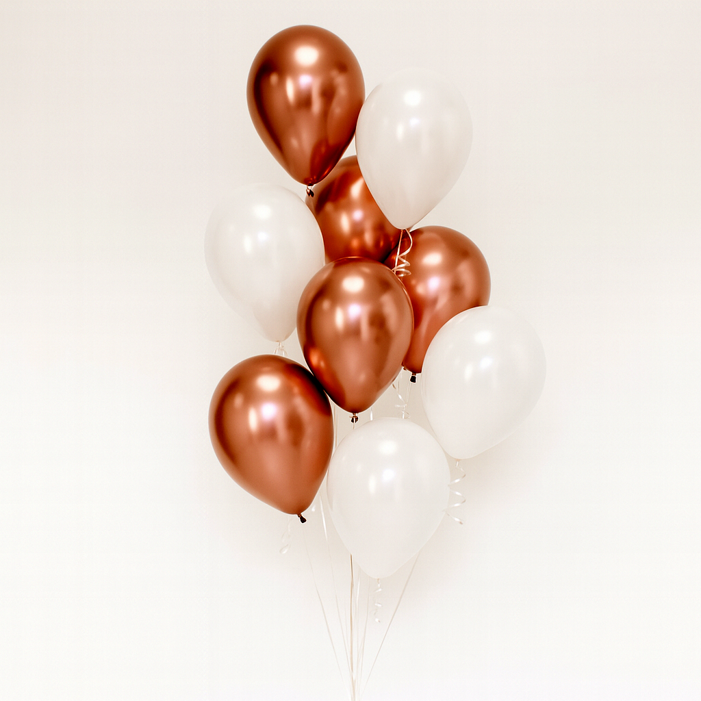 10 pcs Chrome Gold and White Balloons