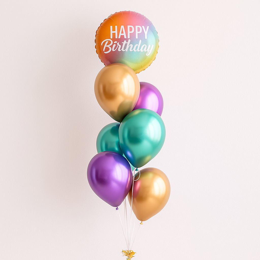 Seven Balloon Bouquet- One foil balloon and six Latex balloons choose any colour!