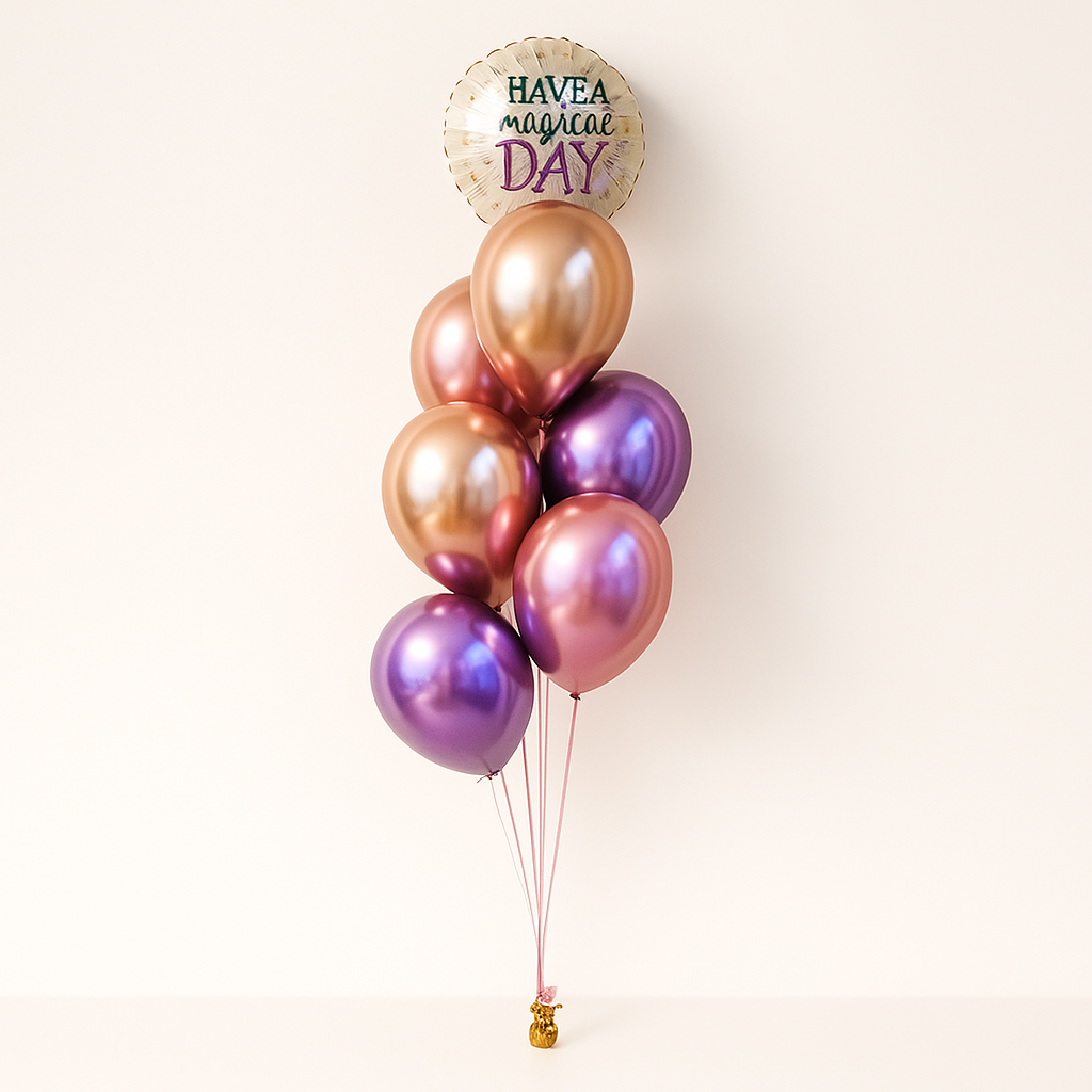 Seven Balloon Bouquet- One foil balloon and six Latex balloons choose any colour!