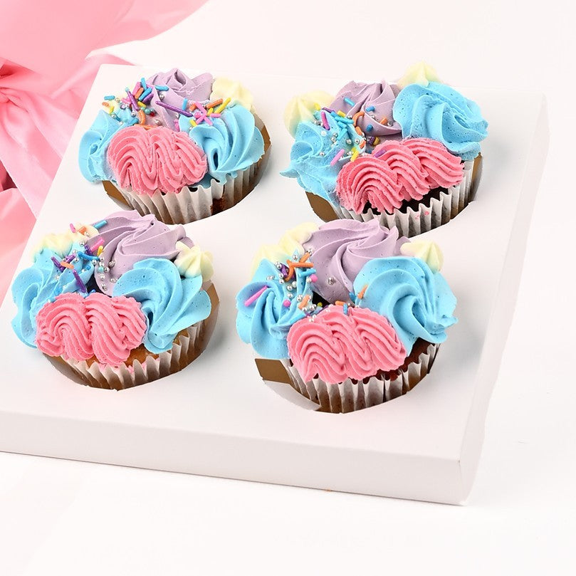Colorful Swirl Cupcakes 4pcs Gift Box
