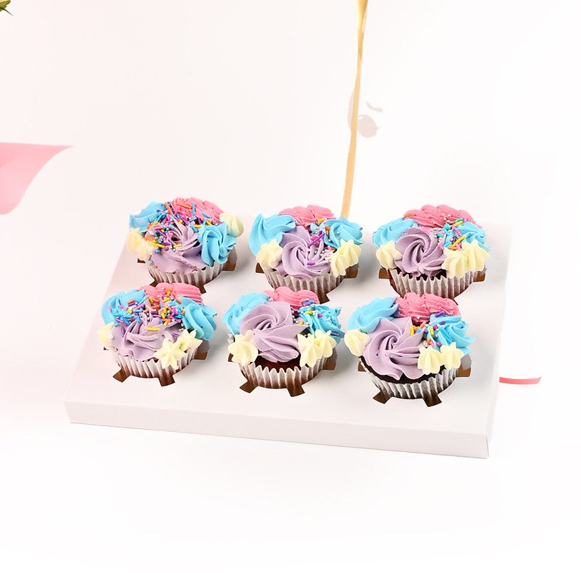 Colorful Swirl Cupcakes 6pcs Gift Box