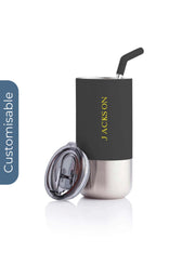 Personalised  Insulated Tumbler with Reusable Straw - Black