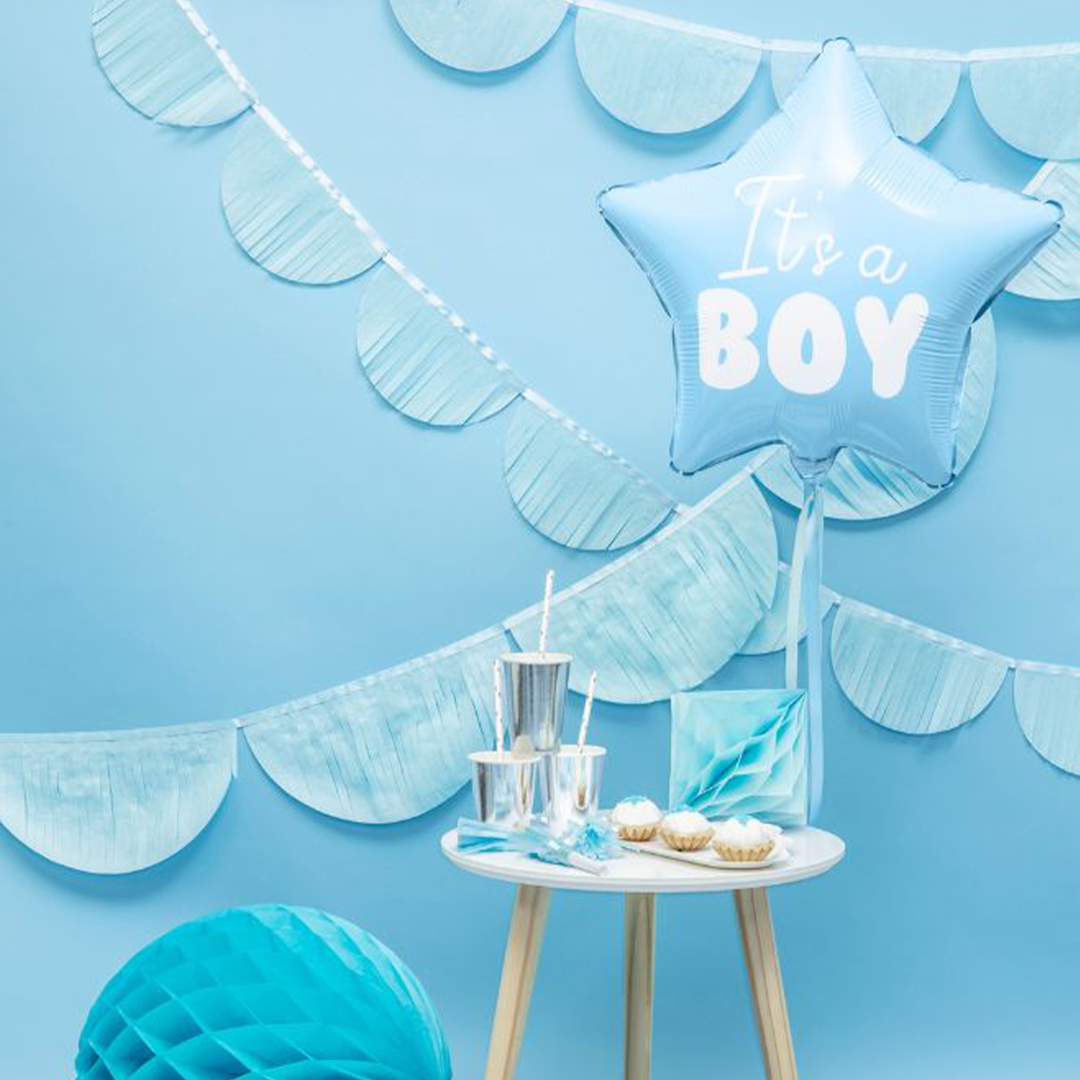 Foil Balloon Star - It's a boy, 48cm, light blue (Deflated)