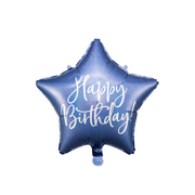 Foil balloon Happy Birthday, 40cm, navy blue (Deflated)