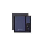 Personalised Sustainable Gift Set with Refillable Notebook, Pen & Cardholder - Navy