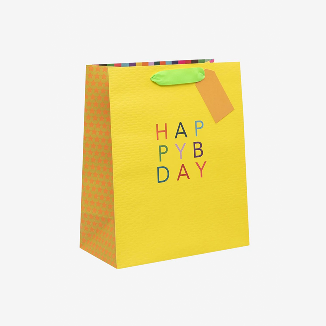 Happy Birthday, Yellow - Large Gift Bag