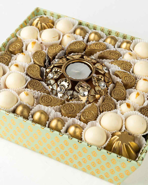 White and Golden Diwali Gift Tray