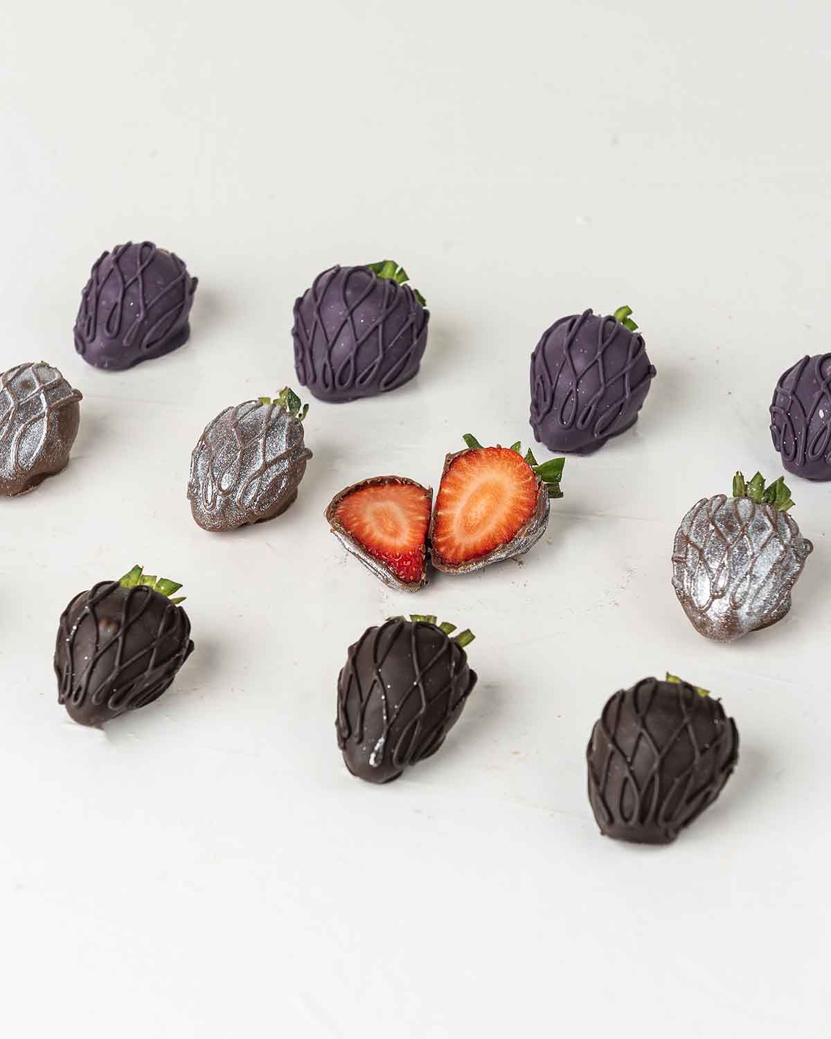 Halloween Purple and Silver Strawberries