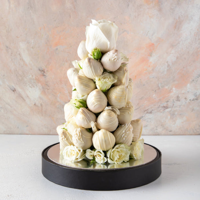 White Chocolate Strawberry Tower