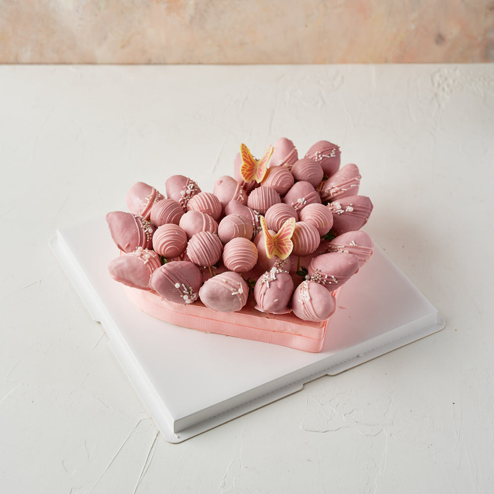 Pink and Purple Chocolate Strawberries Arrangement