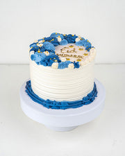 1Kg White and Blue EID Mubarak Cake