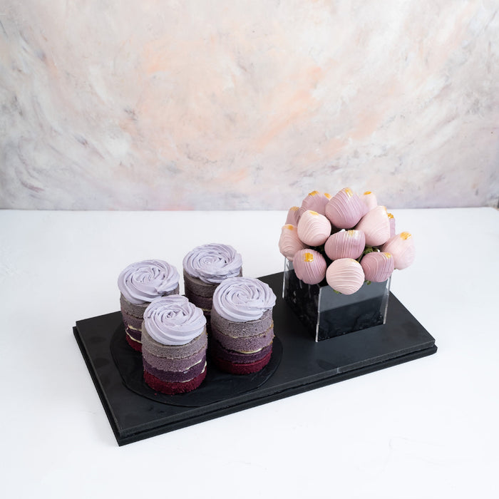 Ombre Mini Cakes and Berries Arrangement