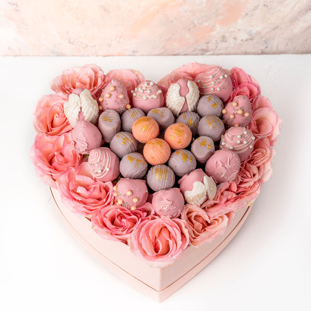 Roses, Assorted Truffles and Designer Strawberries Hamper