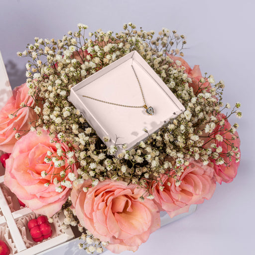 Large Chocolate tray with Bouquet and Necklace