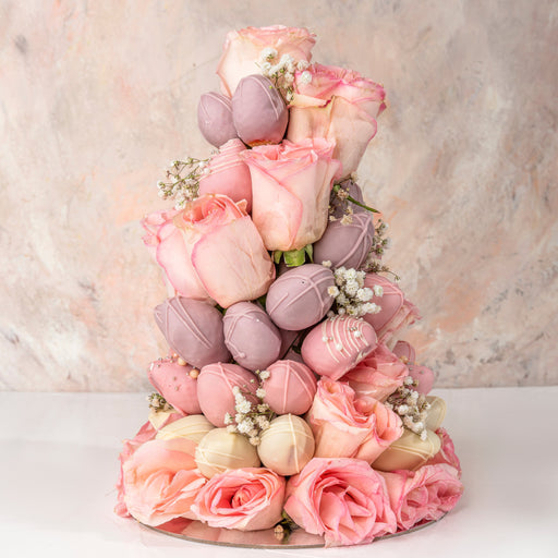 Chocolate Strawberries and Roses Tower