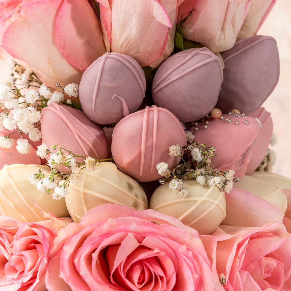 Chocolate Strawberries and Roses Tower