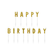 Birthday candles Happy Birthday - glitter gold, 13 pcs.
