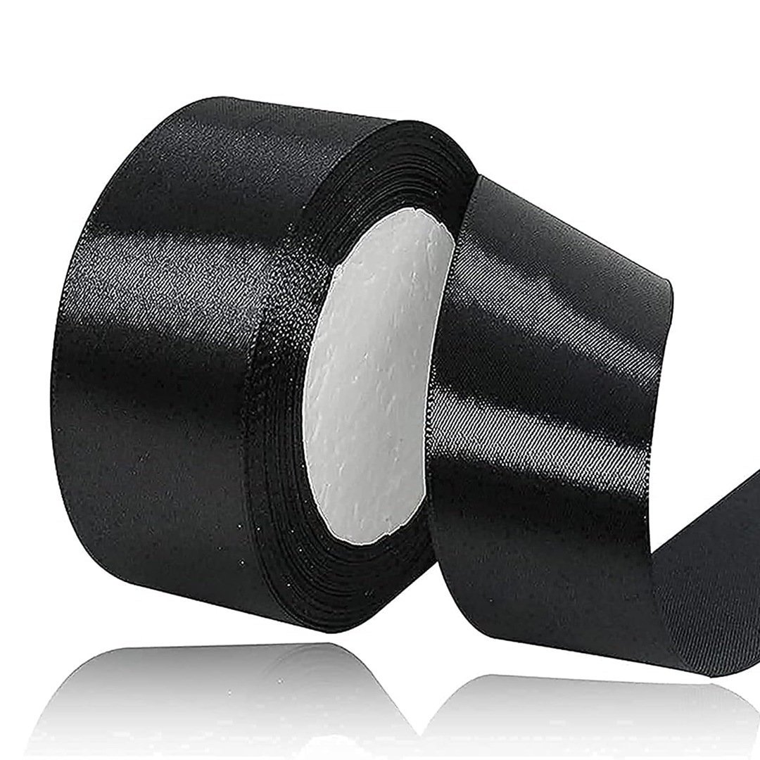 Black Satin Ribbon - 25 Yards Length