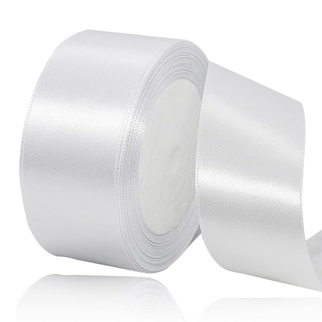 12mm Satin Ribbon - 25 Yards Length - White