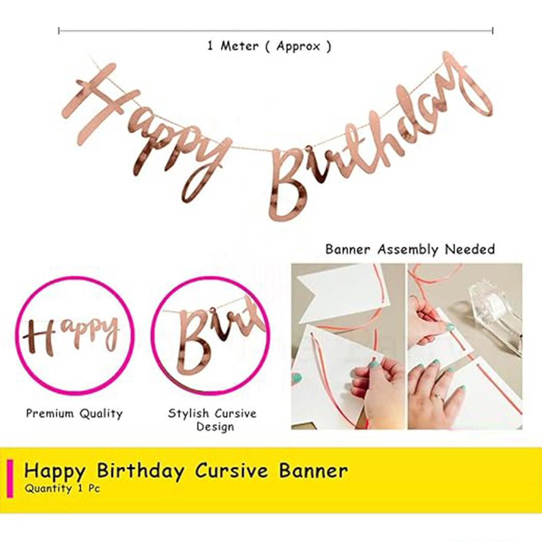 Rose Gold Happy Birthday Banner