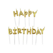 Happy Birthday Cake Candle - Gold