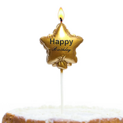 Shiny Star Happy Birthday Candle - Gold