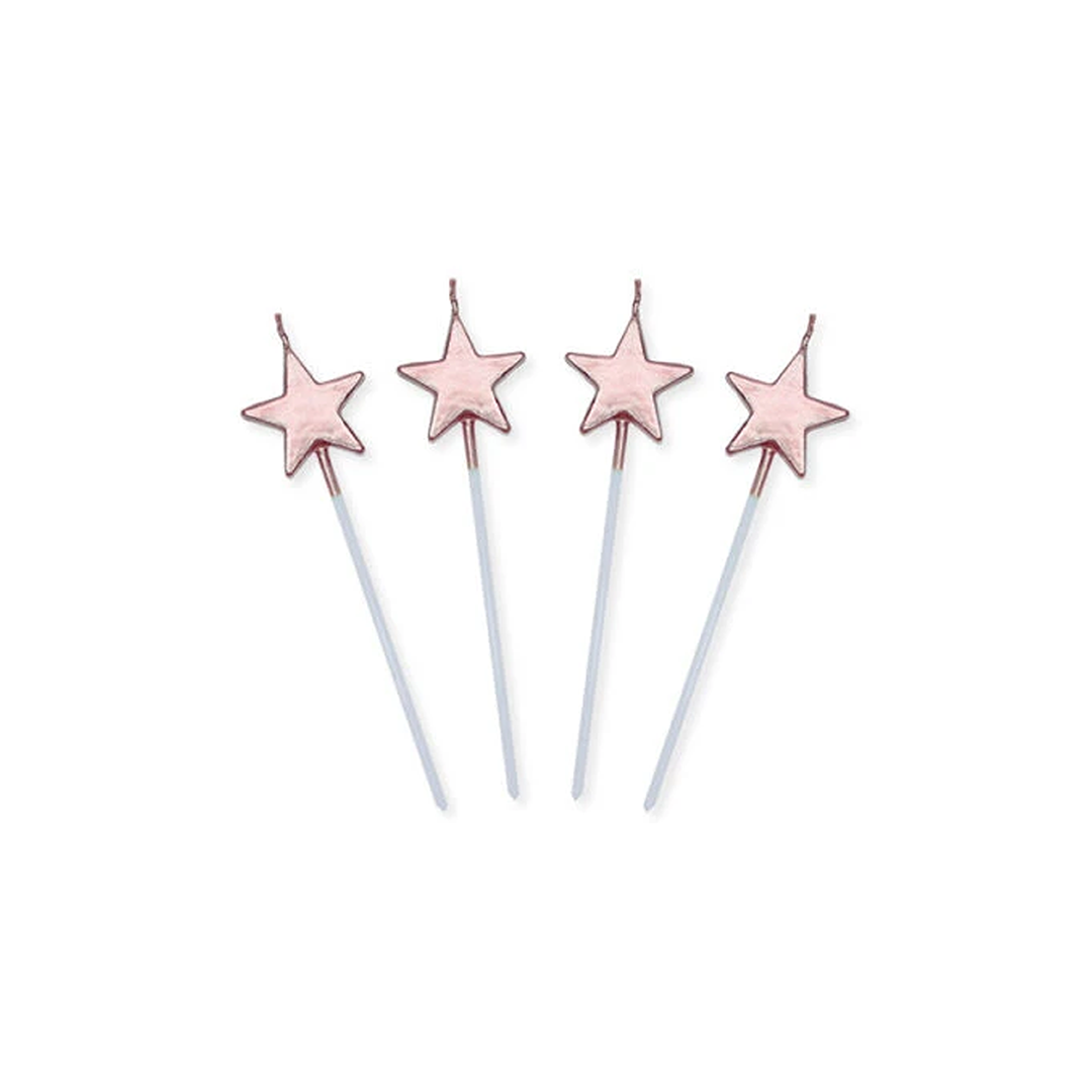 4-Pieces Star Candles Sticks - Rose Gold
