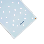 Personalised Baby Cotton Blanket with Stars - Light Blue