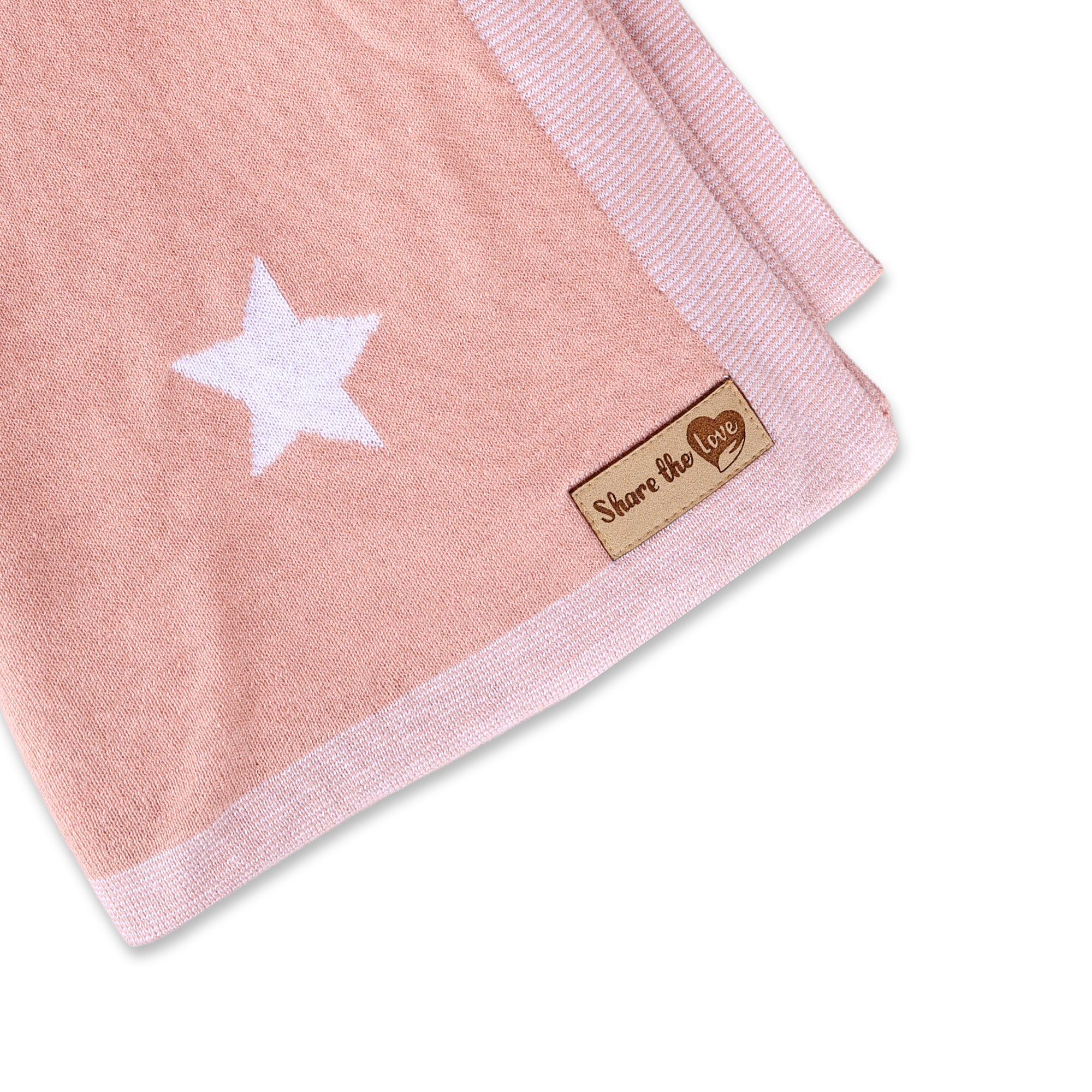 Personalised Baby Cotton Blanket with Stars - Light Pink