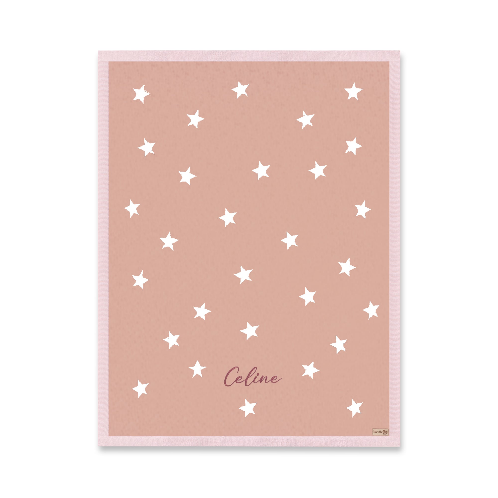 Personalised Baby Cotton Blanket with Stars - Light Pink